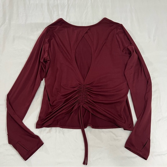 Freely Back Draw Shirring Ruched Long Sleeve Burgundy Top Size XL - Picture 5 of 12